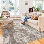 Area Rugs for Living Room: 6x9 Washable Neutral Abstract Rug for Bedroom Large - Image 3