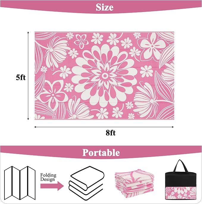 Ileading Outdoor Patio Rug, Waterproof Plastic Straw Mat, Portable Outside Deck - Image 2