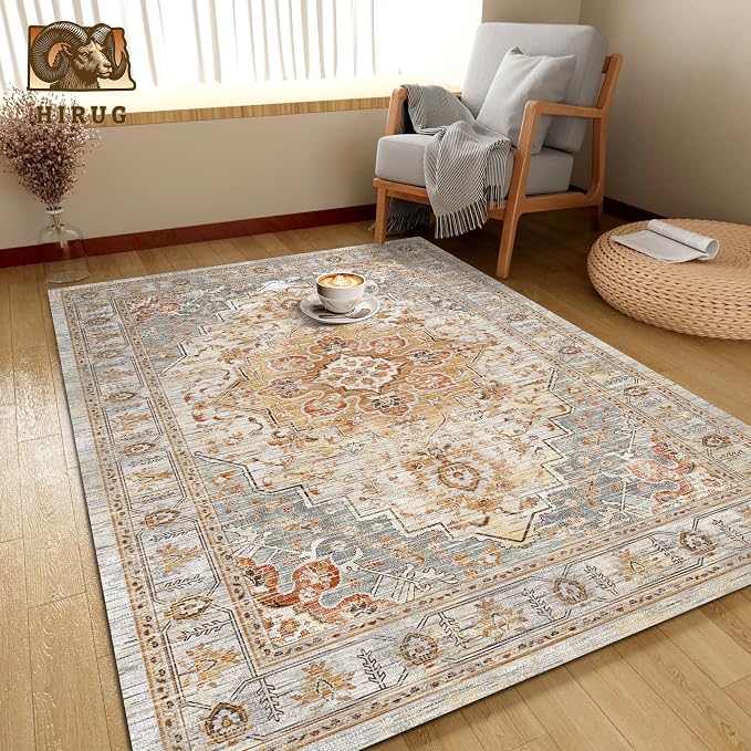 Washable Area Rug 9' x 12' Vintage Traditional Persian Mat - Image 4