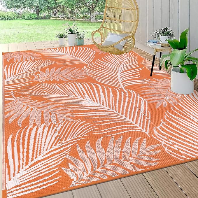 Pauwer Waterproof Outdoor Rug 8x10, Reversible Plastic Straw Patio Camping Rug by Pauwer
