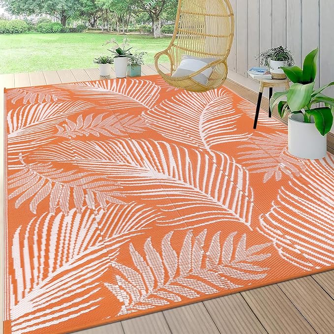 Pauwer Waterproof Outdoor Rug 6x9, Reversible Plastic Straw Patio Camping Rug by Pauwer