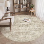 Soalmost 6x6 Brown Round Rug 6ft Living Room Circle Rug Vintage Round Area Rug by Soalmost