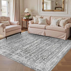 Latte&Fog 5x7 Grey Rugs for Living Room, Vintage Washable Area Rug for Bedroom - Image 3