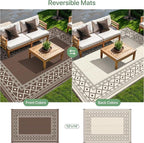 GENIMO Outdoor Rug Waterproof for Patio, Outside Area Mat for Rv, Coffee & Beige - Image 4
