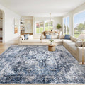 Area Rug 9x12 Washable Rug, Vintage Boho Medallion Rugs Non-Slip Soft Low Pile by VECARF