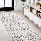 JONATHAN Y Boho Vintage Diamond Cream/Multi Runner Rug 2X8 ft, Moroccan Hype by JONATHANY