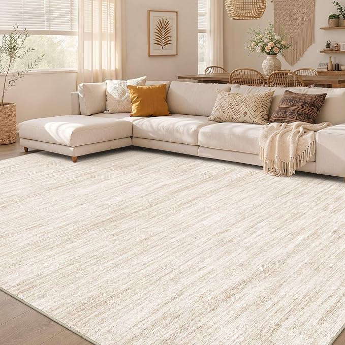 Nakagishi 7X9 Area Rugs Living Room: Washable Large Vintage Rug Neutral by NakagishiAreaRug