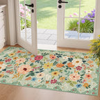 DUKINO 2x4 Rug for Entryway, Washable Kitchen Floral Runner Rug by DUKINO