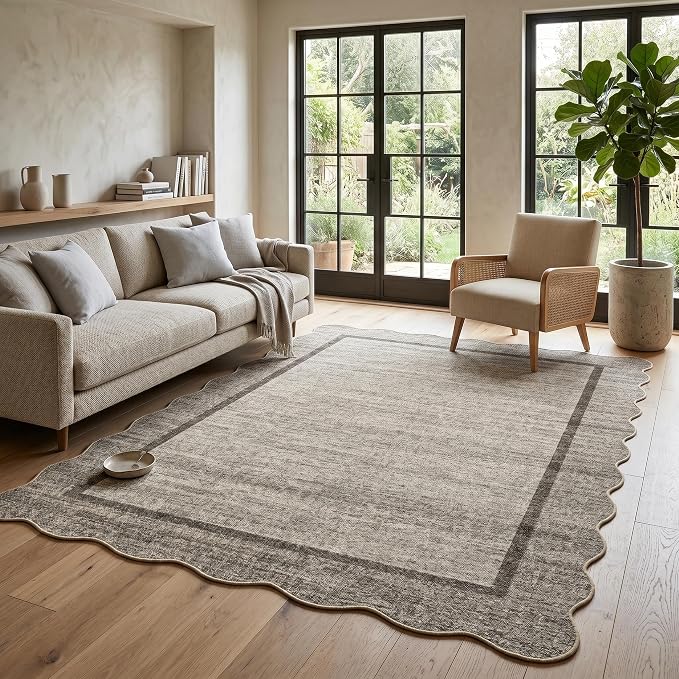 GarveeHome Scalloped Washable Rug 6x9 Rugs by GarveeHome