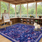 Area Rug Living Room Rugs: Floral 5x7 Washable Rug Vintage Soft Boho Non-Slip - Image 5