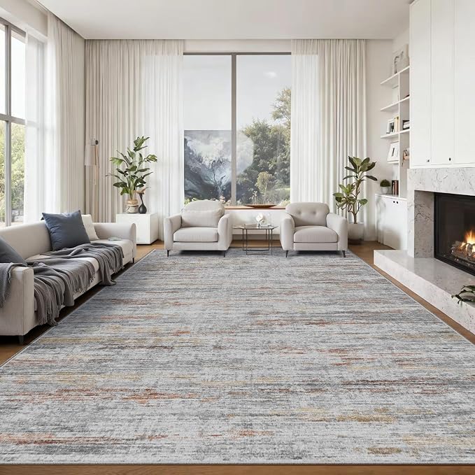 8x10 Area Rugs for Living Room, Modern Abstract Non-Slip Backing Washable Rugs by Unknown