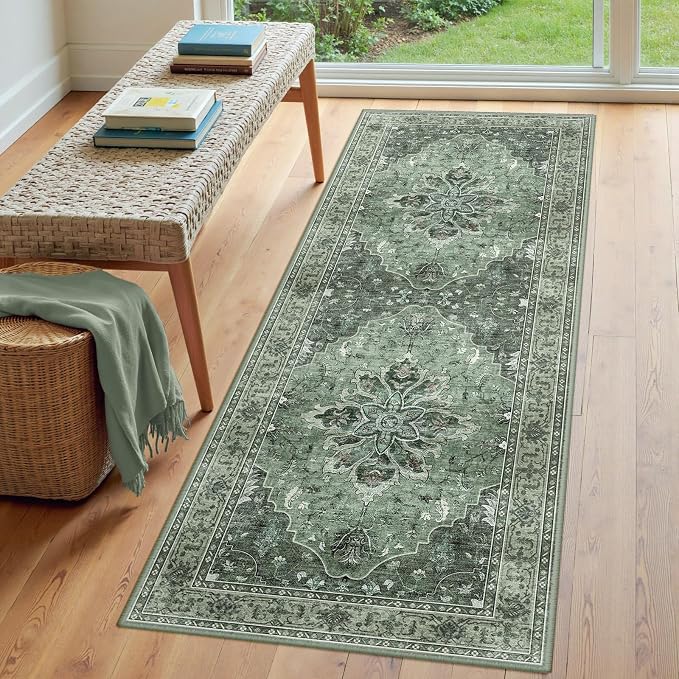 RELEANY Area Rugs Runner 3'x7' Washable Non-Slip, Floral Vintage Distress - Image 3