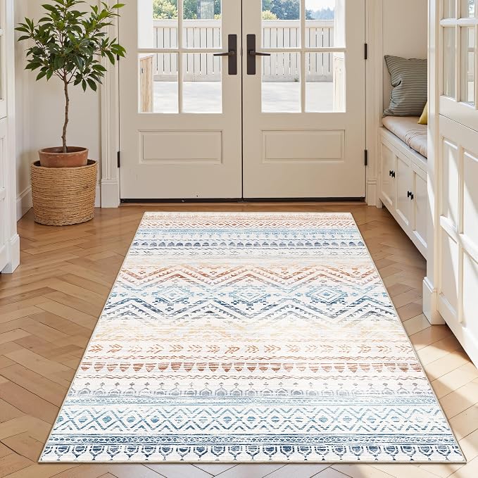 3x5 Washable Rug Moroccan Small Entryway Rug Non Slip Indoor Floor Carpet - Image 9