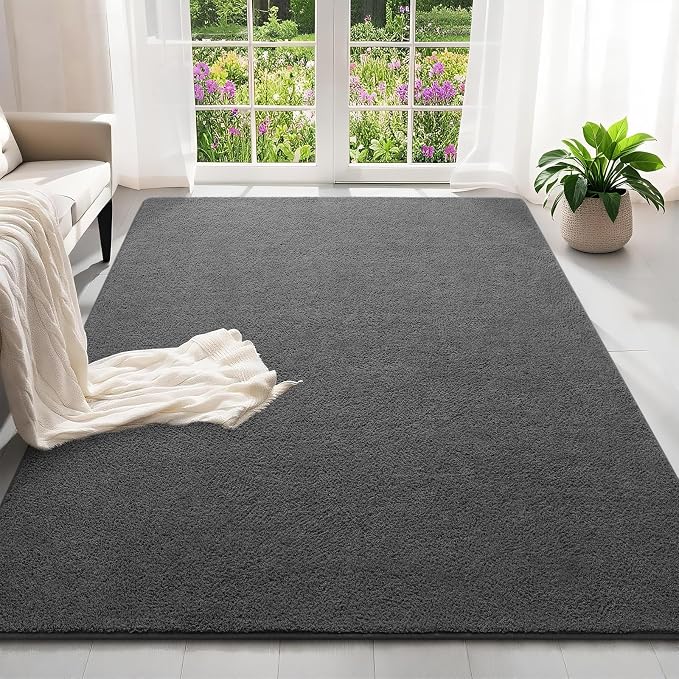 5x7 Feet Grey Area Rugs for Bedroom, Indoor Washable Memory Foam Rug for Living - Image 2
