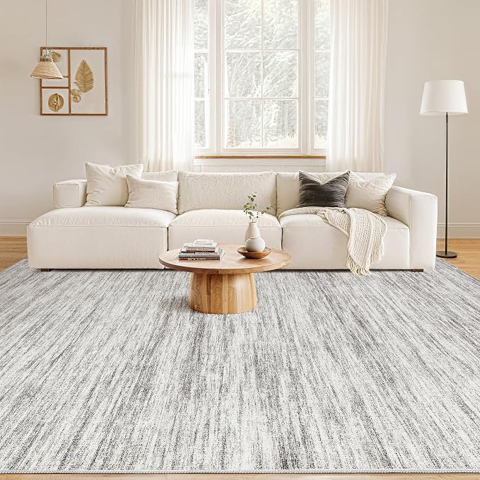 Nakagishi 9x12 Area Rugs Living Room: Washable Large Vintage Rug Neutral - Image 4
