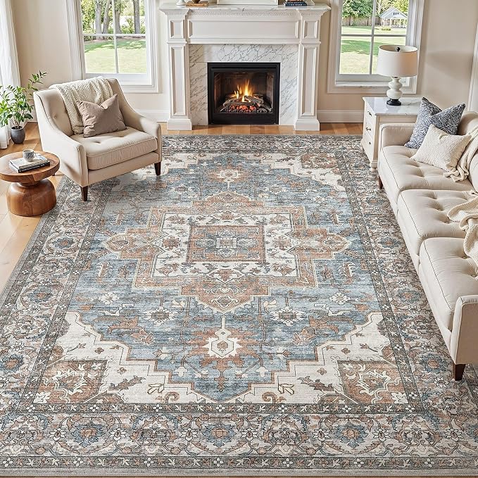 10x12 Area Rugs Living Room: Washable Vintage Rug Large Non-Slip Stain by JessibouAreaRug