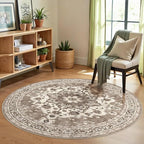 TOPRUUG Washable Oriental Area Rug - 5ft Round Rugs by TOPRUUG