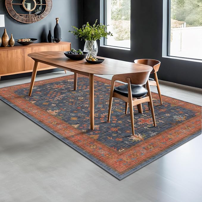 Hazo Haus Navy Blue Area Rug 5x7 Living Room Rug - Image 3