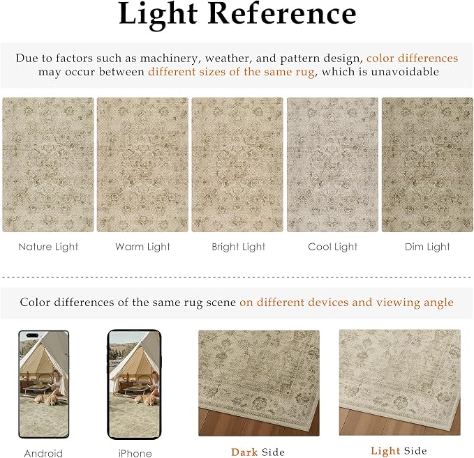 6x9 Easy Jute Neutral Area Rug Beige Vintage Indoor Outdoor Carpet Non-Slip - Image 7