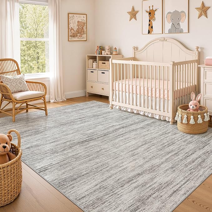Nakagishi 7X9 Area Rugs Living Room: Washable Large Vintage Rug Neutral - Image 7