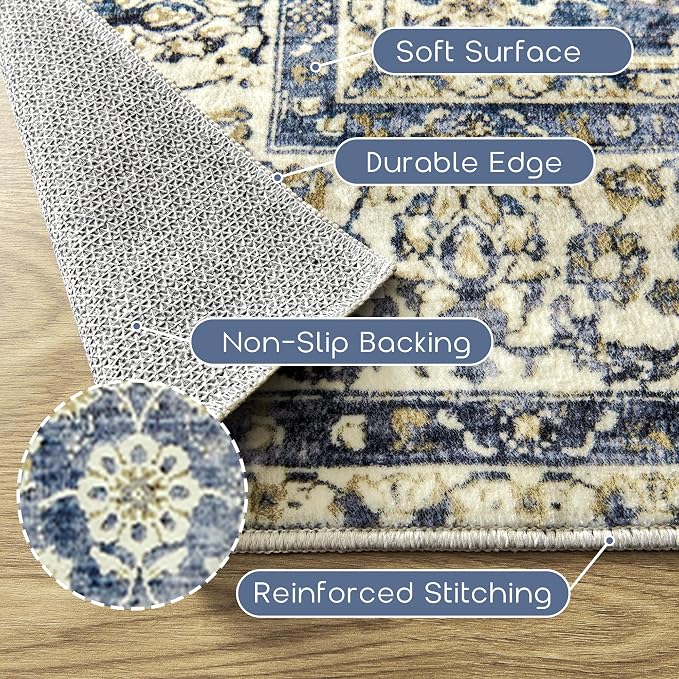 BILEEHOME Dark Blue 5x8 Area Rug - Image 3