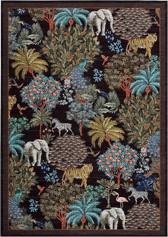 GarveeHome Jungle Animal Print Rug 3x5 Washable Area Rugs - Image 4