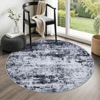 Round Area Rug for Living Room: 5 ft Washable Modern Abstract Soft Thin Rug by FXRHLP