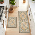 Boho Kitchen Mats for Floor 2 Piece Set Anti Fatigue Cushioned PVC Kitchen Rugs - Image 8