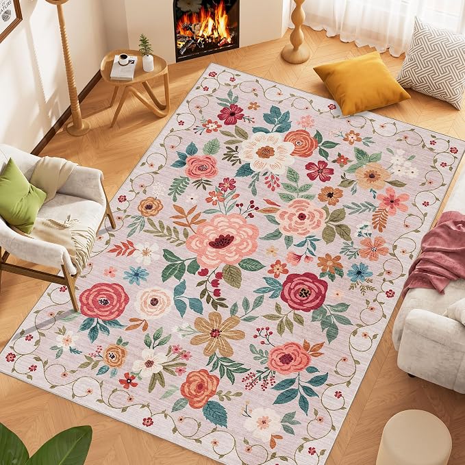 DUKINO 9x12 Area Rug, Floral Rugs - Image 9