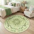 RELEANY Area Rugs Round 4ft Washable Non-Slip, Floral Vintage Distress by RELEANY