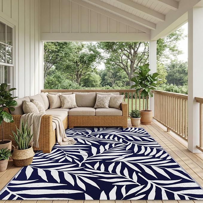 Smiry Outdoor Rug 5x8 ft, Waterproof Reversible Plastic Straw Rugs, Outdoor - Image 6