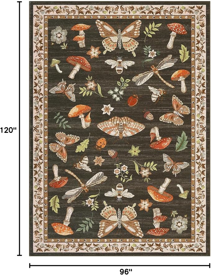 Mushroom 8x10 Rug for Living Room Non Slip Washable 8 X 10 Rug for Bedroom - Image 2