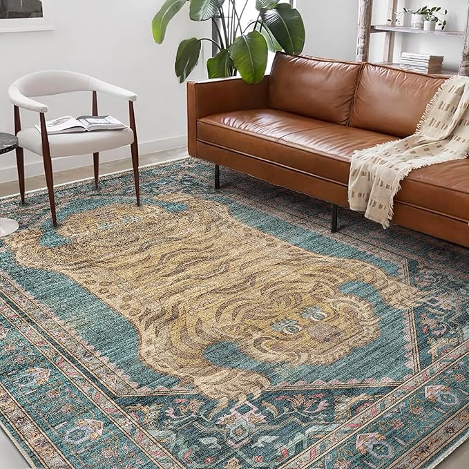 CHAMPLANT Washable Area Rug 10'x14' Boho Design Non-Shedding Easy Care Ideal by CHAMPLANT