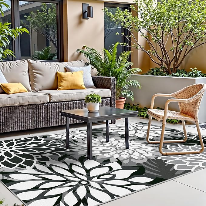 3x5 Washable Rug for Living Room Tropical Botanical Modern Floral Chenille Area - Image 3