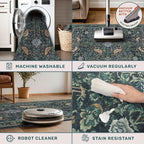 Vintage 4x6 Washable Entryway Rug, Non-Slip Low Pile Stain Resistant Carpet - Image 4