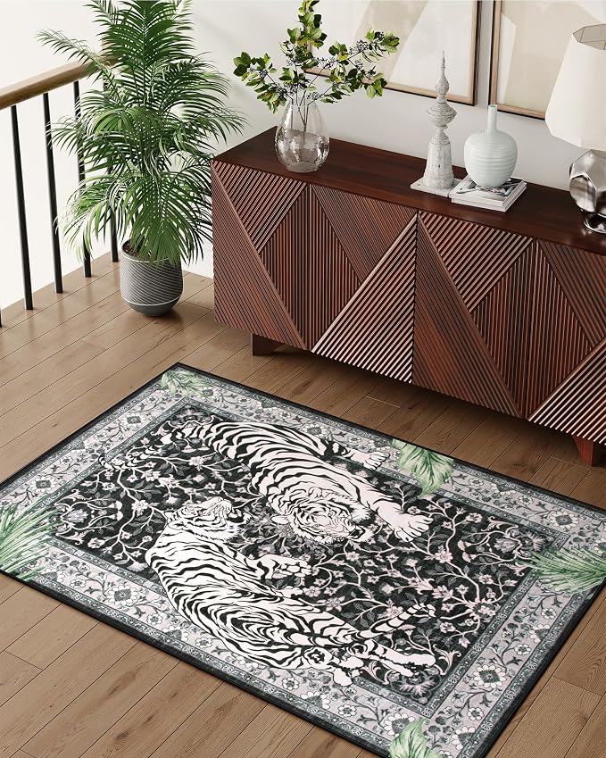 Moynesa Tiger Washable Rugs, 3x5 Entry Area Rugs, Non Slip Vintage Soft Living - Image 8