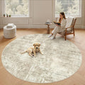 Soalmost 8x8 Beige Gray Round Rug 8ft Living Room Circle Rug Vintage Round Area by Soalmost