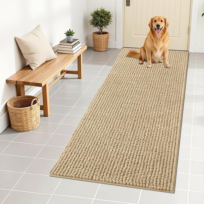 OLANLY Dog Door Mat for Muddy Paws 59x24, Ultra Absorbent Chenille Mud Doormat by OLANLY