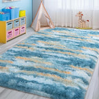 WISH TREE Blue Rugs for Bedroom, 4x6 Fluffy Fuzzy Modern Indoor Floor Rugs for - Image 4