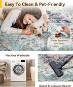RELEANY Area Rugs Round 7ft Washable Non-Slip, Floral Vintage Distress - Image 4