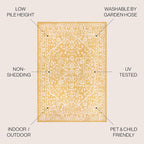 JONATHAN Y Boho Medallion Indoor Outdoor Area Rug 5X8 Yellow/Cream, Malta - Image 3