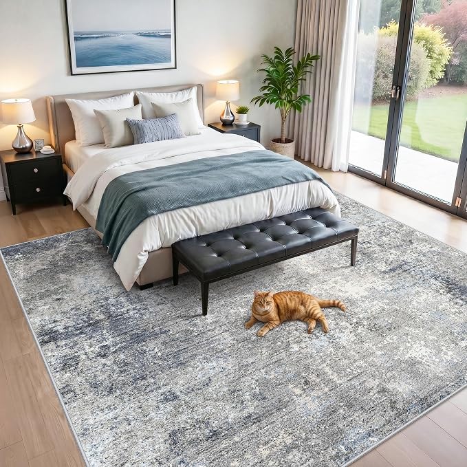 12x12 Extra Large Square Rug Modern Neutral Abstract Living Room Carpet - Image 3
