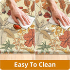 Orange Brown Botanical Kitchen Rugs Set of 2 Fall Maple Anti-Fatigue Kitchen - Image 6