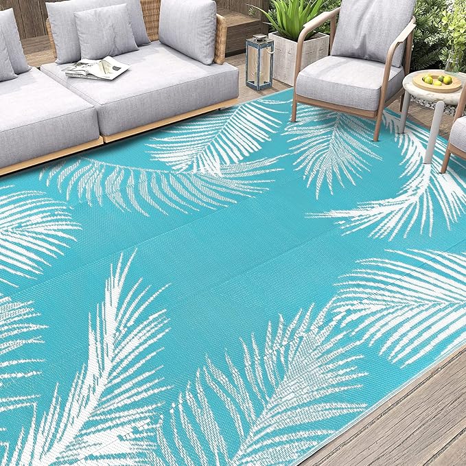 Pauwer Waterproof Outdoor Rug 9x12, Reversible Plastic Straw Patio Camping Rug - Image 5