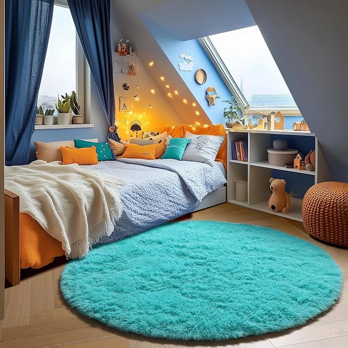 ONASAR Teal Blue Round Rugs 5ft - Image 4