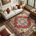 RELEANY Area Rugs Square 6ft Washable Non-Slip, Floral Vintage Distress by RELEANY