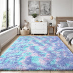 Rainbow Fluffy Rugs for Girls Bedroom: 6x9 Large Shag High Pile Area Rug - Image 2