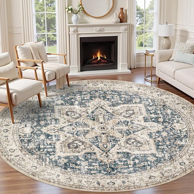 Tortania 4' Round Area Rug Living Room Rugs by Tortania