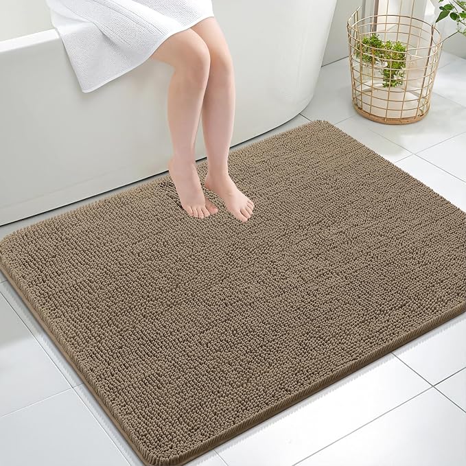 OLANLY Large Bathroom Rugs 40x32, Extra Soft Absorbent Chenille Bath Rugs by OLANLY