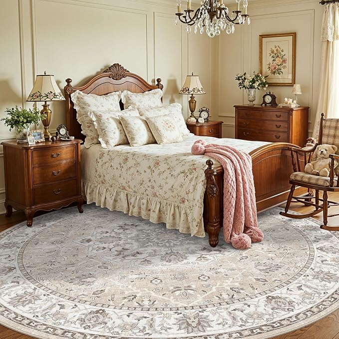 Washable 6ft Circle Round Rug: 6x6 Low-Pile Circular Rug - Image 2